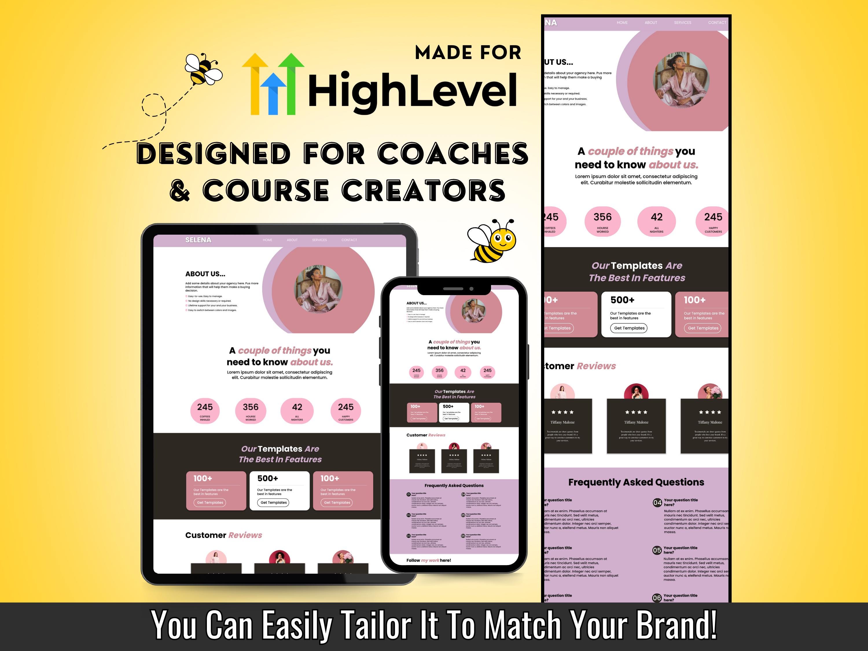 Course Creator Template for GHL Sales Funnel, Editable Canva Template, Digital Download for Coaches & Course Creators, GHL Funnel Design