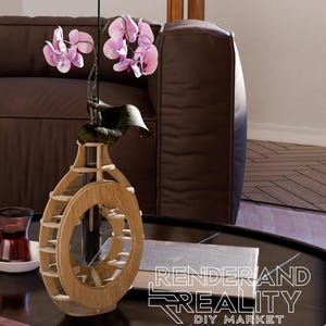 Laser Cut Flower Vase SVG: 3D Wooden Mandala Amphora (Digital Files)