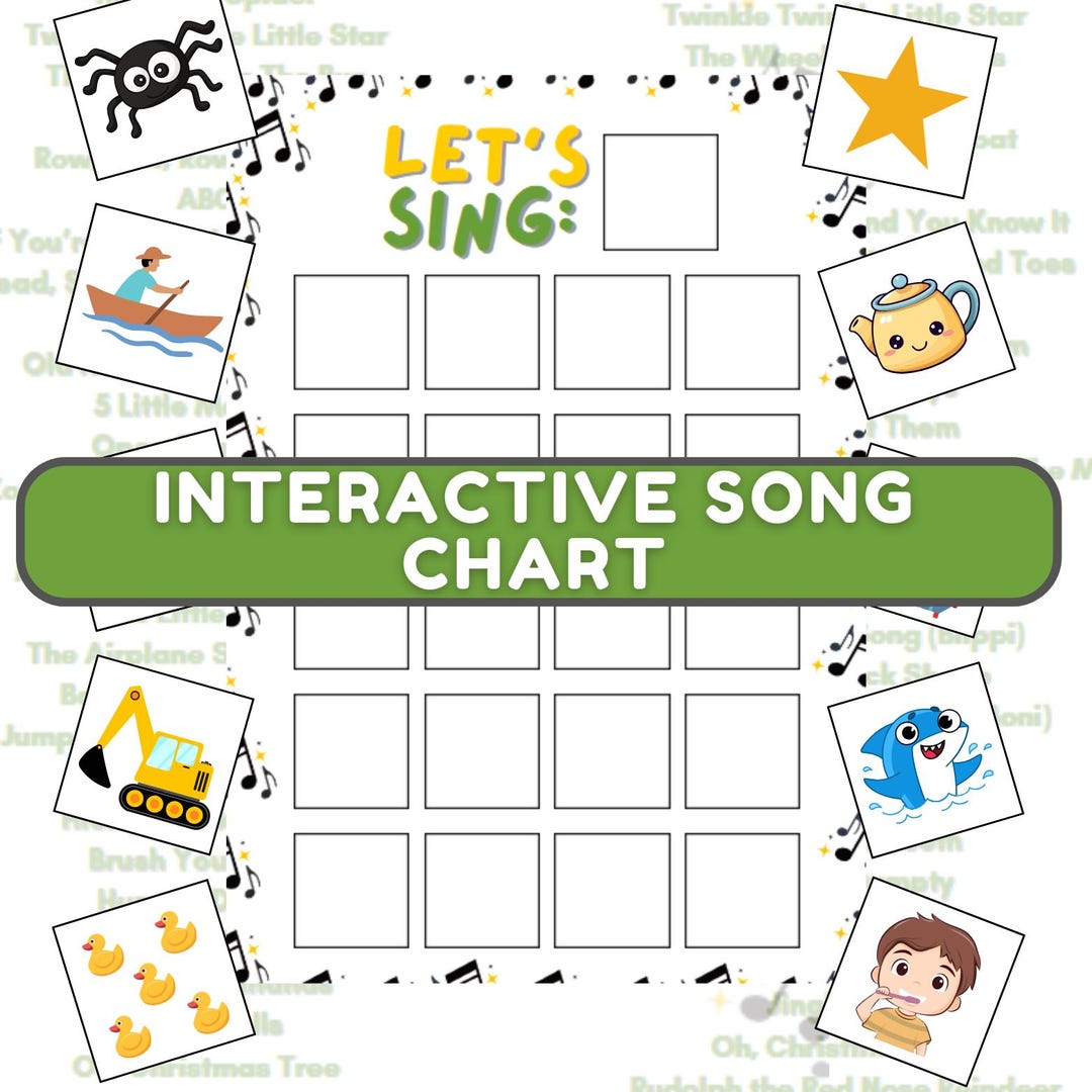 Interactive Song Chart for Preschoolers - Etsy