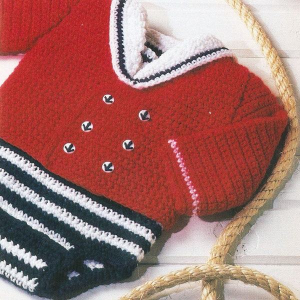 Baby Little Sailor Onesies Vintage Crochet Pattern