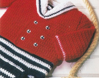 Baby Little Sailor Onesies Vintage Crochet Pattern