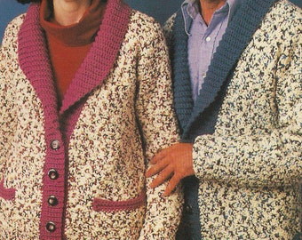 Shawl-Collared Cardigan Vintage Crochet Pattern