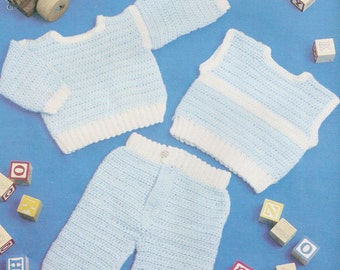 Three Piece Baby Set, Vintage Crochet Pattern