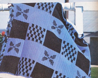 Vintage Crochet World Pattern, Blue Plaid Afghan