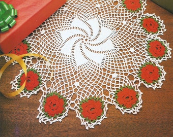 Crochet Rose Centerpiece Doily Vintage Pattern