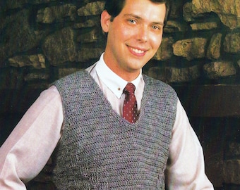 Vintage Crochet Pattern, Pullover Men's Vest