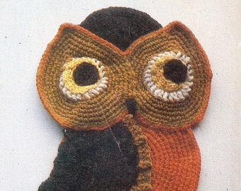Hibou appliqué, motif vintage au crochet
