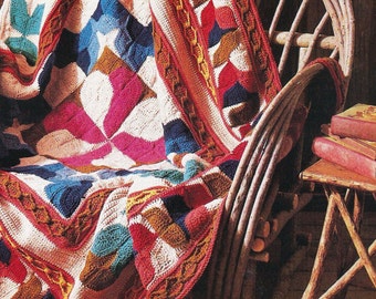 Vintage Crochet Pattern, Multicolored Afghan