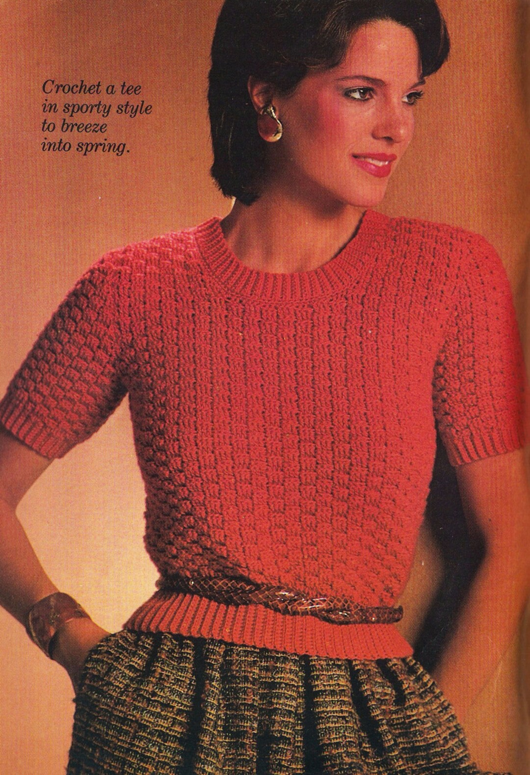 1980s Women's Short Sleeved Pullover Vintage Crochet Pattern - Etsy