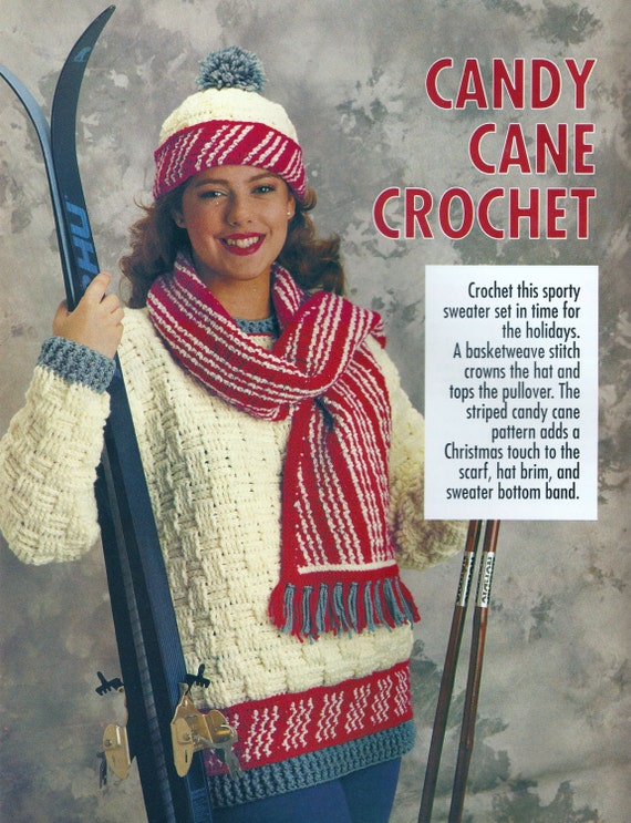 Women's Candy Cane Sweater Set Vintage 