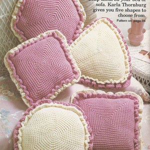5 Shape Pillows Vintage Crochet Pattern, 1980s