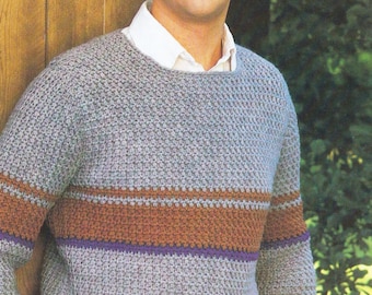 Vintage Crochet Pattern, Men's Sweater