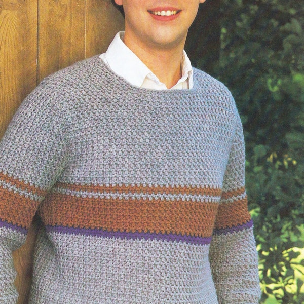 Vintage Crochet Pattern, Men's Sweater