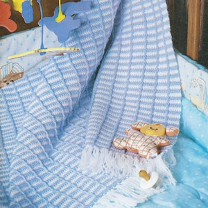 Vintage Crochet Pattern, Raised Stripe Baby Afghan