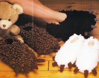 Bear Paw Slippers Vintage Crochet Pattern