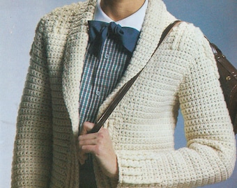 1980s Women's Tailored Jacket Vintage Crochet Pattern