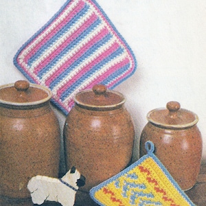 Stripe and Fiesta Pot Holders Vintage Crochet Pattern