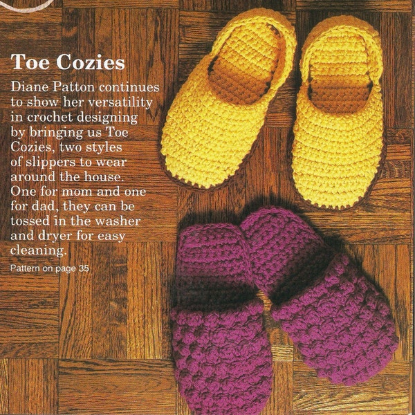 Toe Cozies Slippers Vintage Crochet Pattern