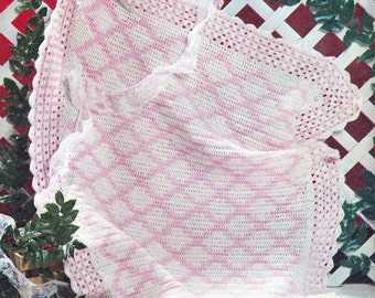 Vintage Crochet Pattern, Lattice and Lace Baby Blanket
