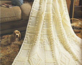 Vintage Crochet Pattern, Adorn with Hearts Blanket