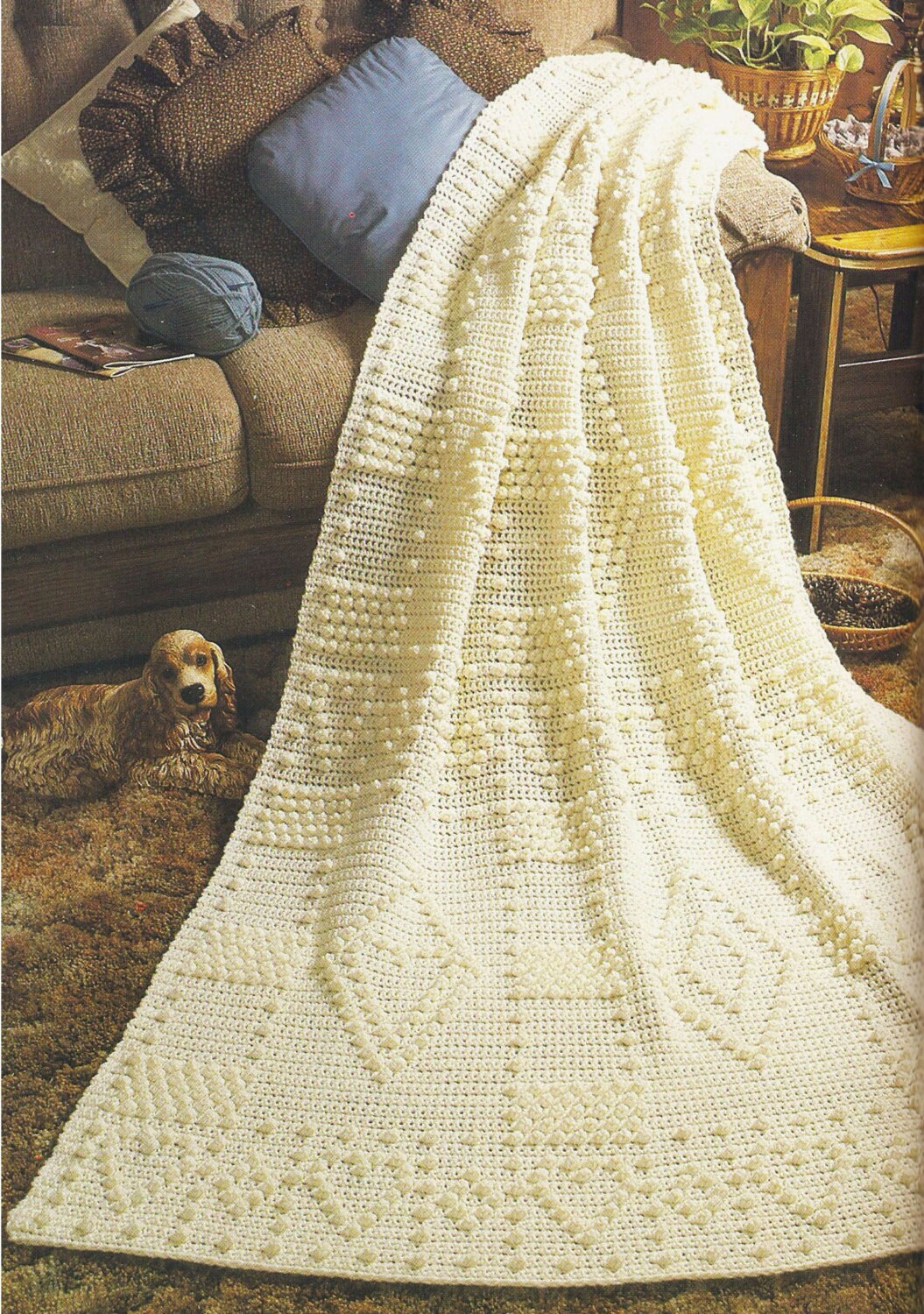 Vintage Crochet Pattern, Adorn with Hearts Blanket