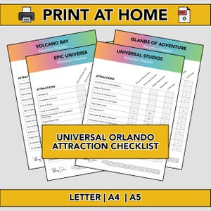 Universal Orlando Parks Attraction Checklist *Epic Universe Included* - PRINTABLE