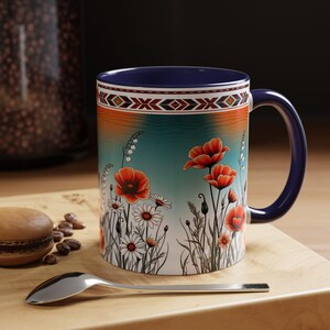 Vibrant Floral Accent Coffee Mug, Boho Gift, Flower Lover&#39;s Cup, Tea Mug, Unique Home Decor, Springtime Accessory