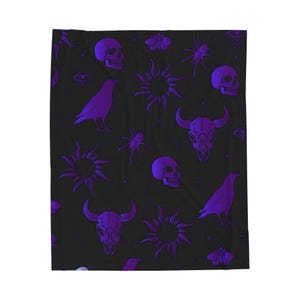 Gothic Samt Decke, gemütliche Wohnkultur, Halloween Geschenk, Ganzjahresdecke, spirituelle Atmosphäre, witchy Ästhetik