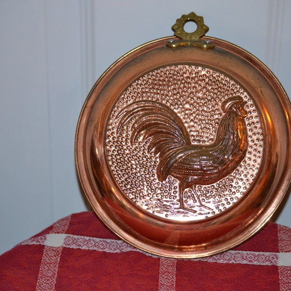 Vintage metal wall plate chicken rooster farmhouse decor rustic