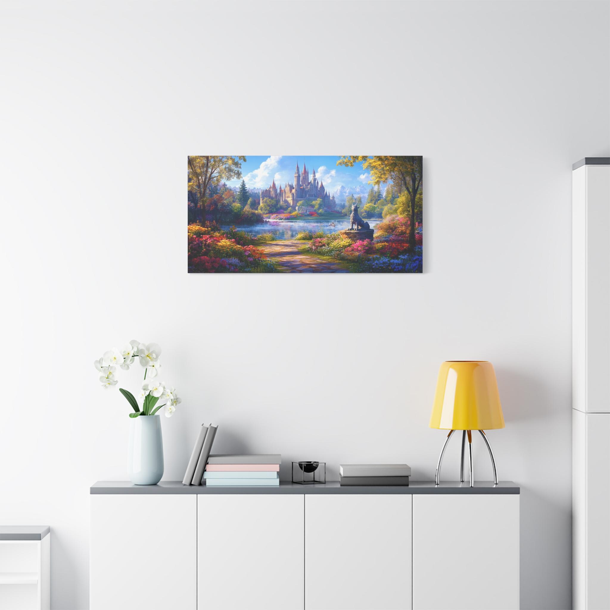 Medieval Fantasy Castle Canvas Print, Enchanted Flower Garden ...