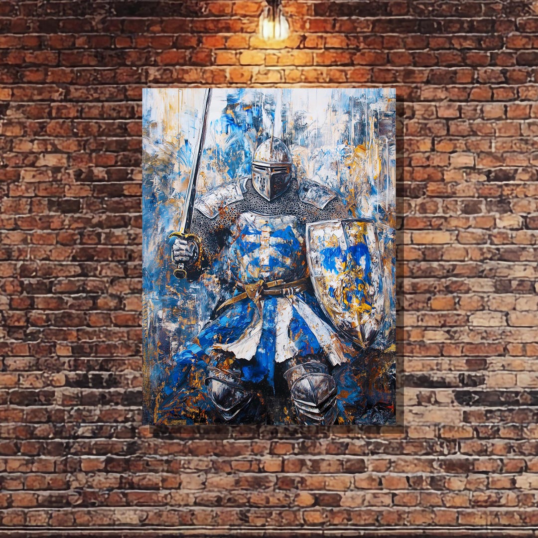 Medieval Knight Canvas Print, Epic Brave Art of a Sword & Shield ...