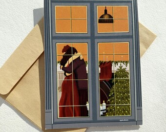 Romantic Couple Postcard: Eco-Friendly Anniversary, Christmas Card