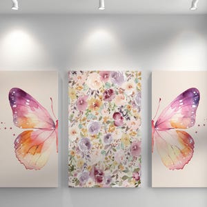 Boho Butterfly Watercolor Print Set: Pastel Floral Wall Art (Digital Download)