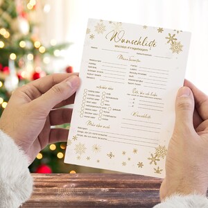 Wunschzettel, Wichtel-Fragebogen Weihnachten, Christkindbrief, Weihnachtswunschliste, Wunschliste Geschenkideen, Wichteln Vorlage, PDF A4+A5