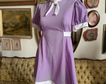 60s Vintage Purple and White Flight Attendant Dress Size XS/S