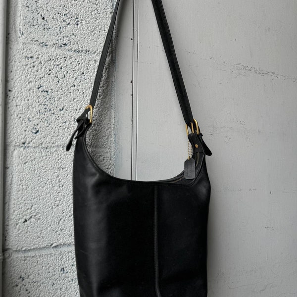 Y2K Coach Black Leather Hobo Bag