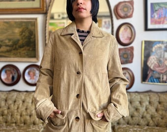 Vintage Suede Leather Oversized Coat by L.L Bean  Size XS Ladies
