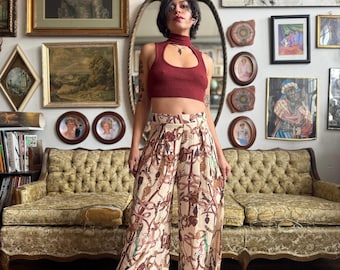 Y2K Equestrian Wide leg Printed Royalty Pants Ladies Size Small