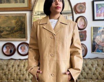Y2K Latte Leather Blazer Jacket Ladies Medium by Jessica Holbrook