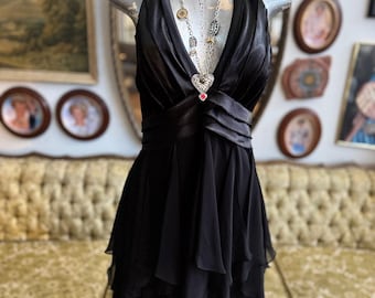 Y2K Black Ruffle Halter Dress Size 12/Large by AGB