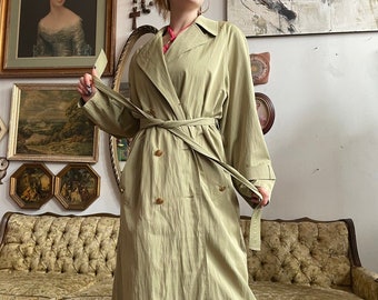 90’s Vintage Sage Green Trench Coat Size 6