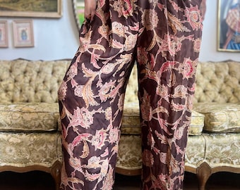 Vintage seda adornado Paisley marroquí pura Paisley pantalones tamaño 28