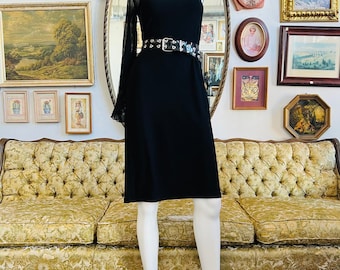 Y2K Black Dress with One Lace Sleeve by CHELSEY Size Medium