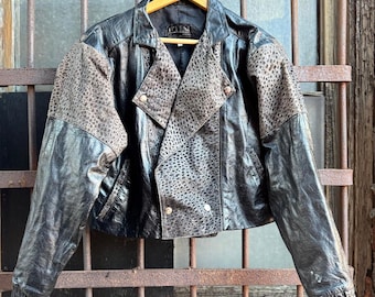 1980s Vintage Rare Genuine Leather Bomber Jacket Ladies Size 44/Large