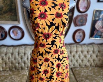 90s Silk Sunflower Power Low Back Dress w Tie Size 2/Small by Spenser Jeremy