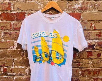 1980 Vintage Bahama Tee with Neon Graphics Mens Size Small