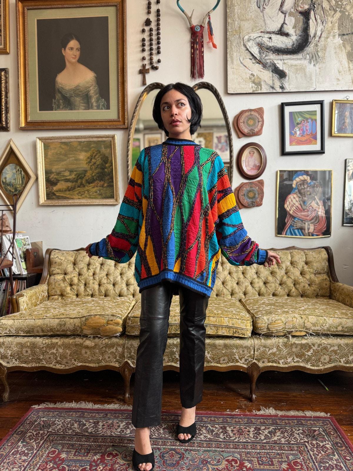 90s Vintage Coogi Multicolor Bright Sweater Knit Mens Size XL ASIS