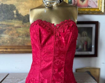 Fredricks of Hollywood Red Satin Dream Corset Size Large