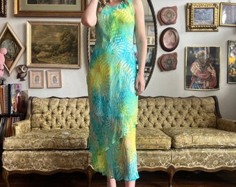 90s Vintage Silk Two Piece Resort Wear Gown Cocktail Gown Size Small