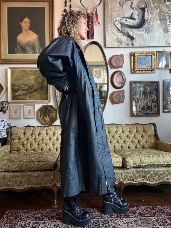 80s Vintage Maxi Length Duster Trenchcoat 2XL - X… - image 8
